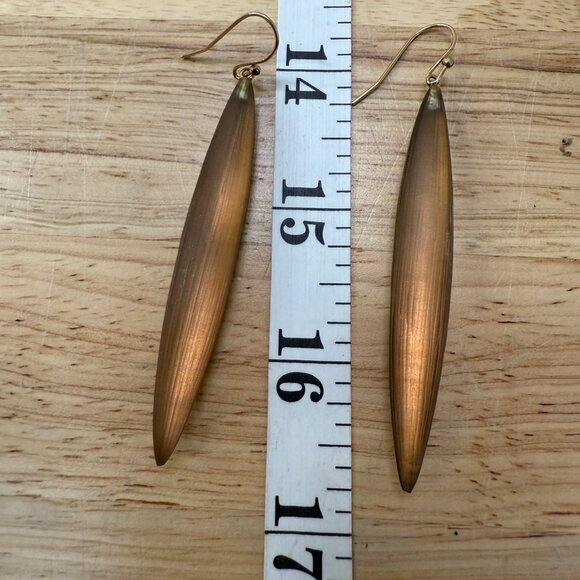 Long Gold-Tone Lucite Dangle Earrings With Fishhook Backs - Picture 2 of 10